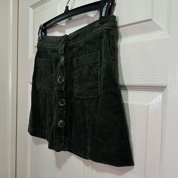 Zara trf Collection Corduroy Skirt Button Front Pockets Green Size Small - Picture 2 of 4